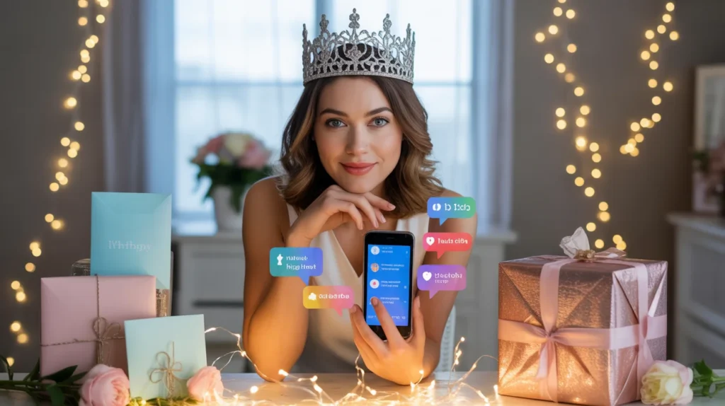 Beautiful Queen Birthday Wishes in 2026 shown through a queen-themed birthday celebration and greeting messages