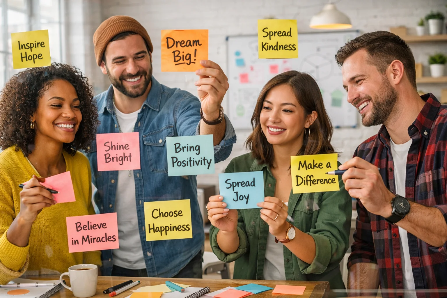 I Hope All of Your Wishes Come True concept with creative team brainstorming brand wishes ideas