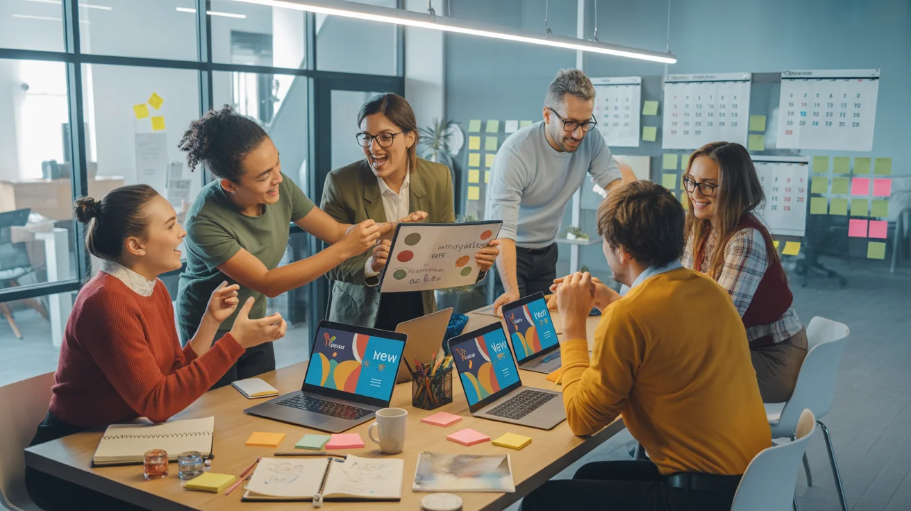 Wishing You a Wonderful Year Ahead brand wishes planning scene with team creating campaign messages