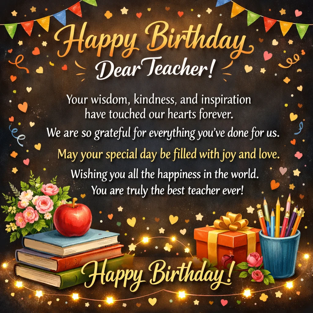 Heart Touching Birthday Wishes for Teacher
