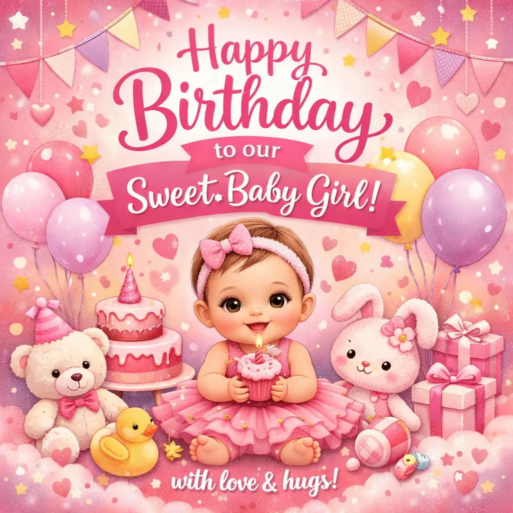 Birthday Wishes for Baby Girl for Social Media