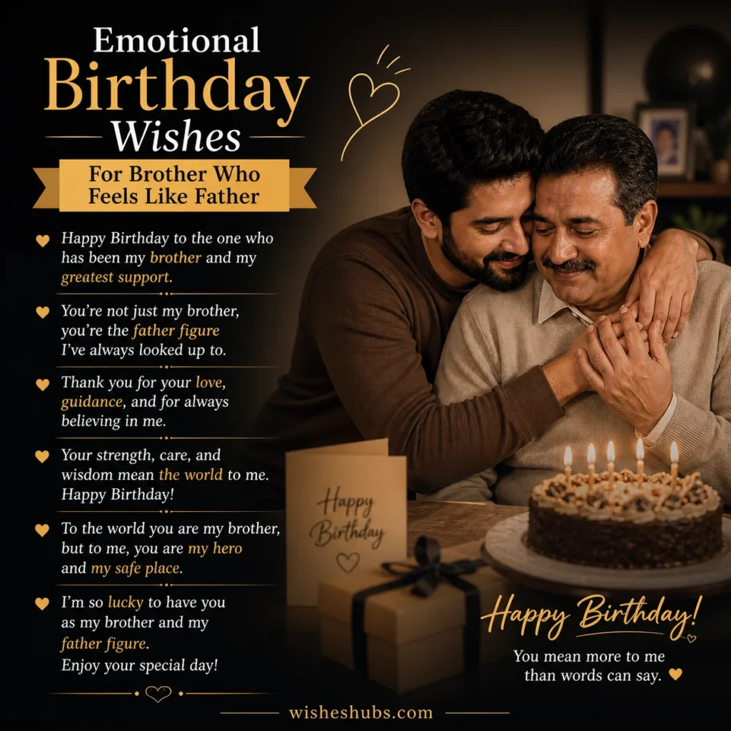 Emotional birthday wishes image for brother who feels like a father with heartfelt quotes