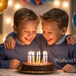 Twin brothers celebrating birthday together with heartfelt wishes and joyful family moments