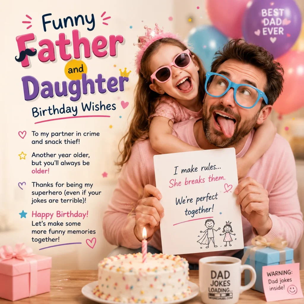 Funny Father and Daughter Birthday Wishes