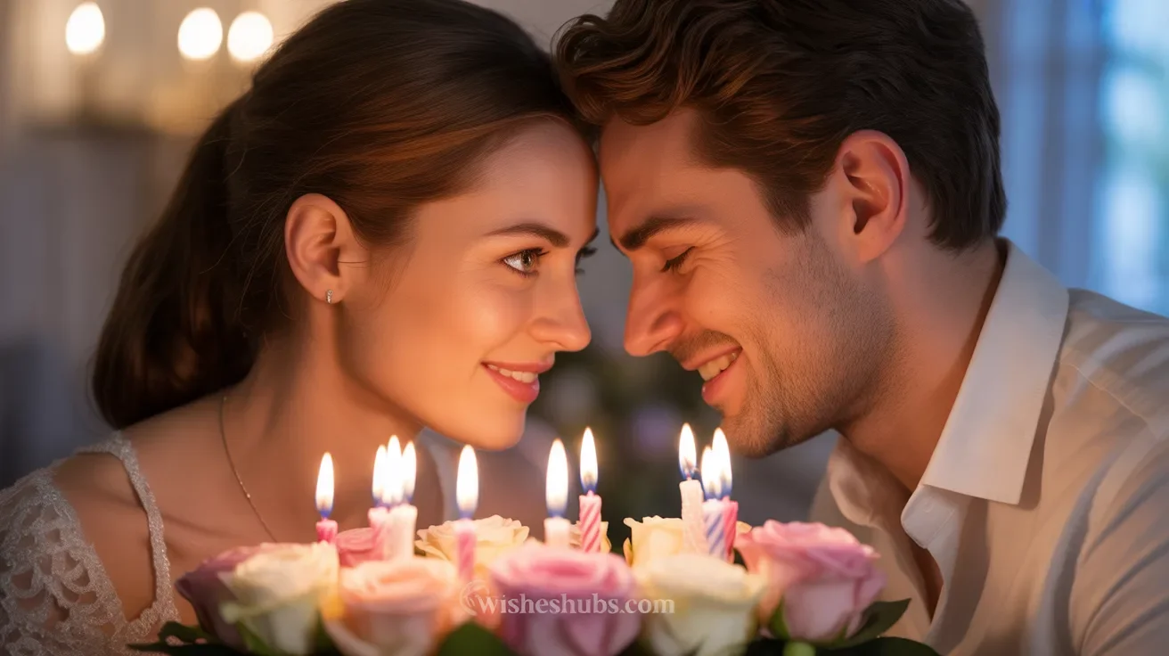 Romantic couple sharing pre birthday celebration moment filled with love and emotional warmth.