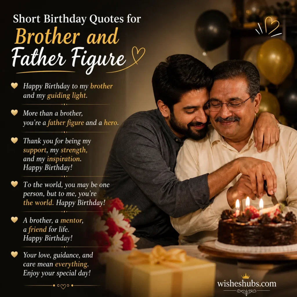Short birthday quotes for brother and father figure with heartfelt messages