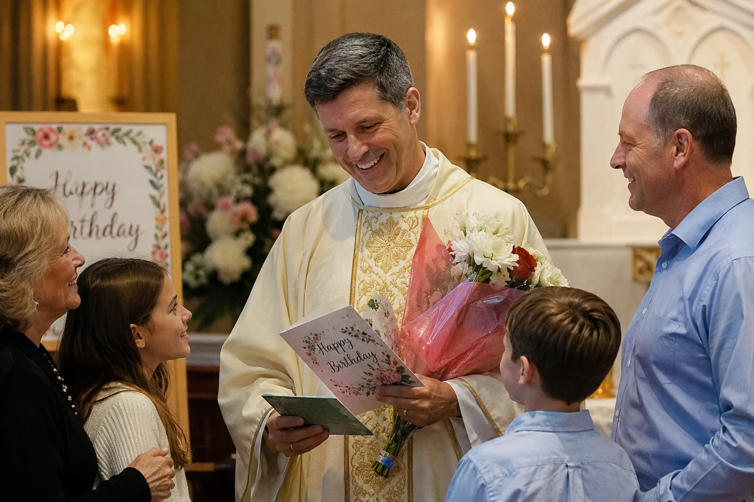 Heartwarming birthday wishes for a priest during a church celebration
