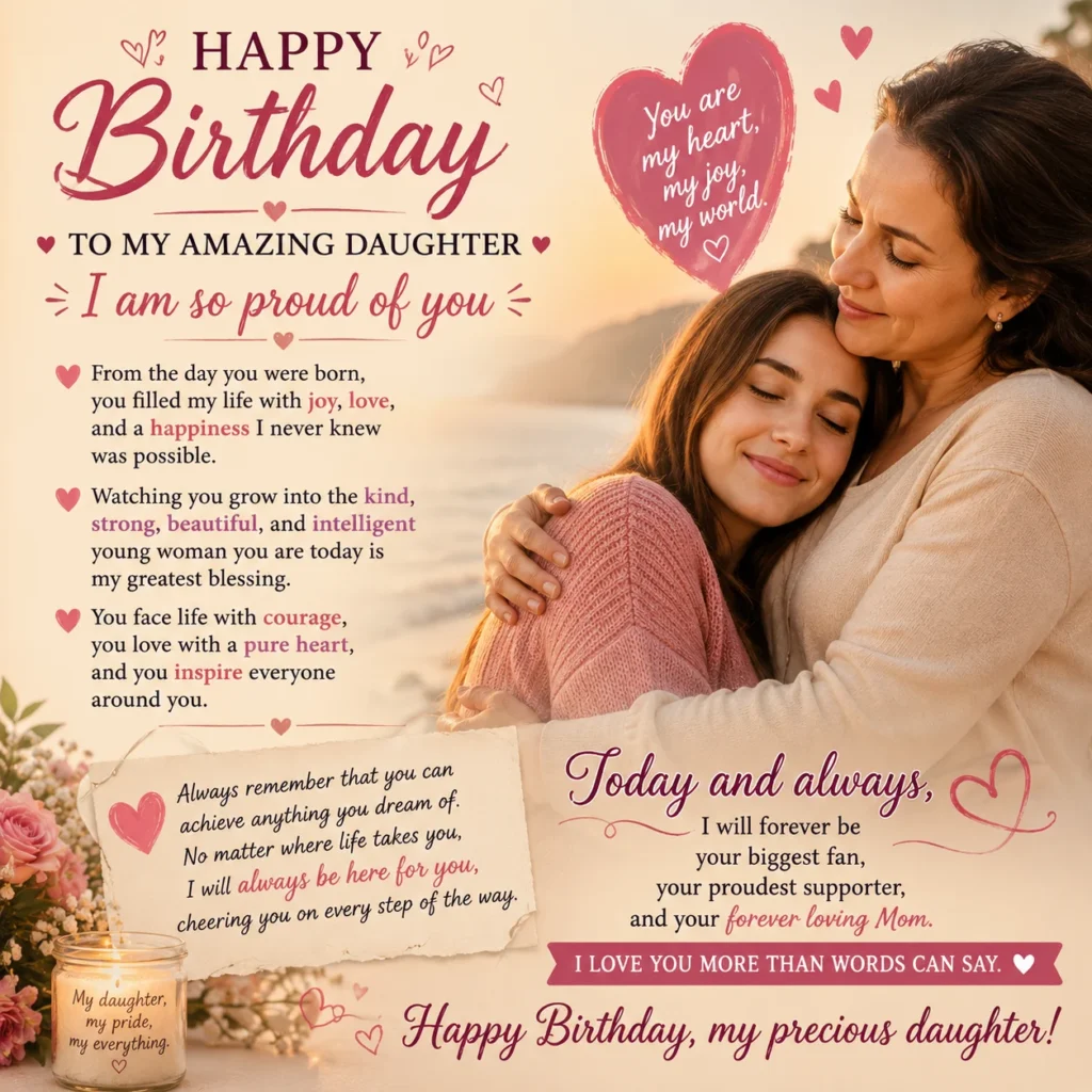 Emotional Proud to Be Your Daughter Birthday Wishes