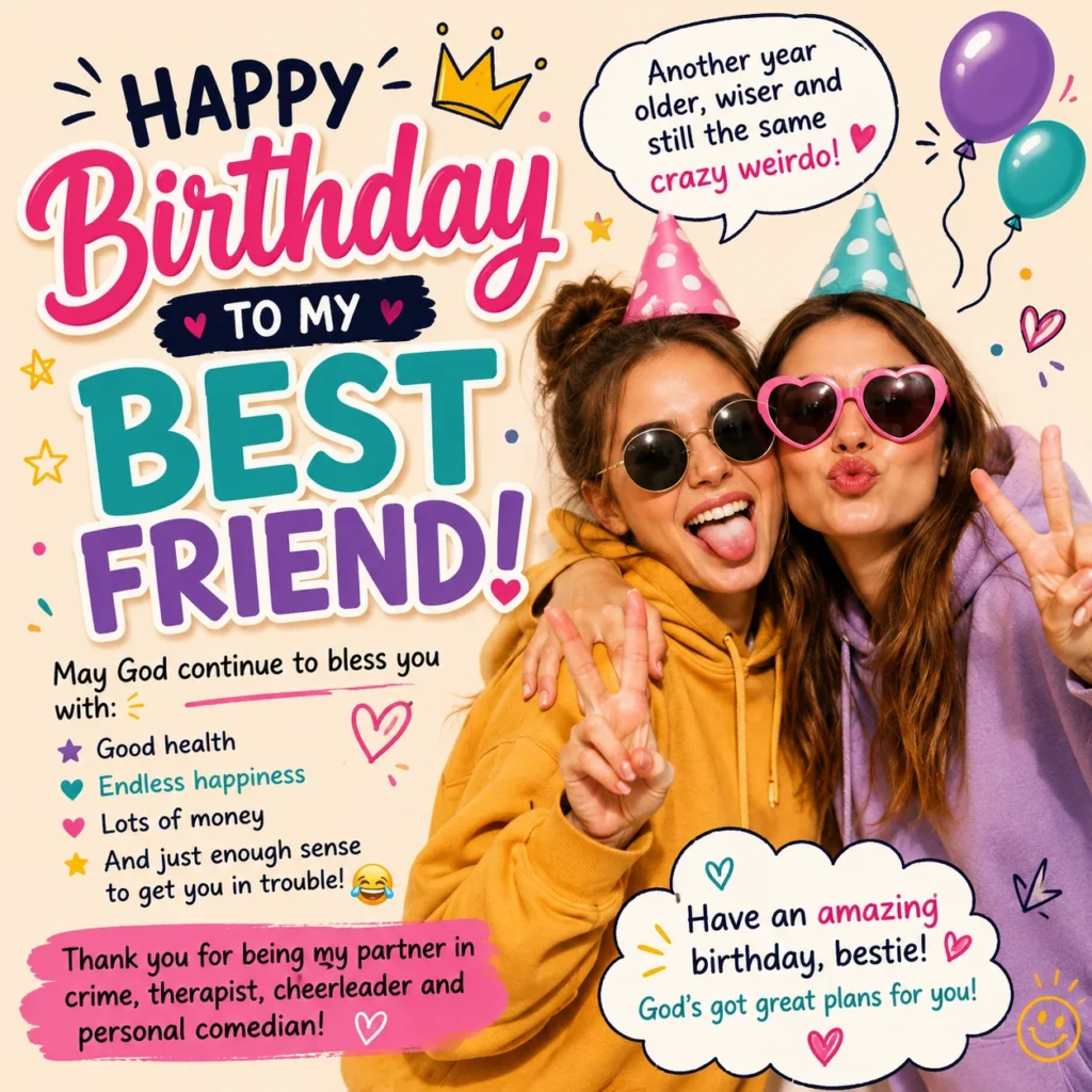 Funny Blessed Birthday Wishes for Best Friends