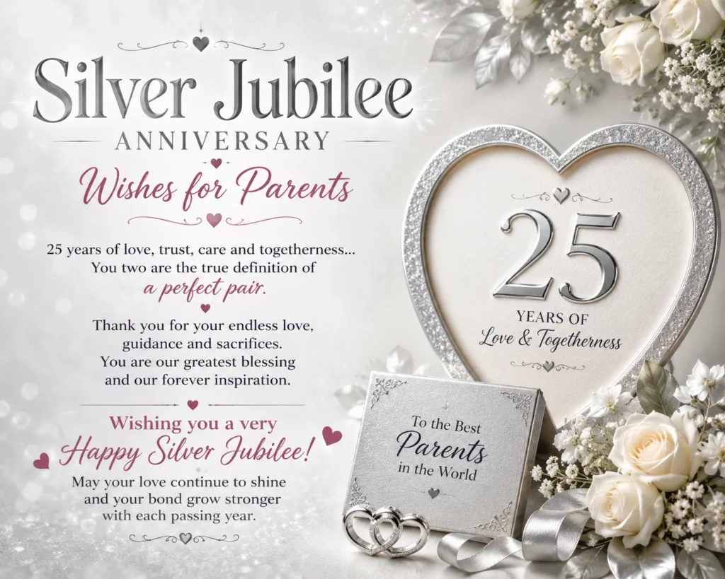 Silver Jubilee Anniversary Wishes for Parents